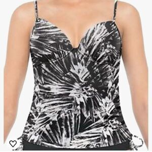 Spanx Love Your Assets Black & White Tankini Top Women's Size Medium